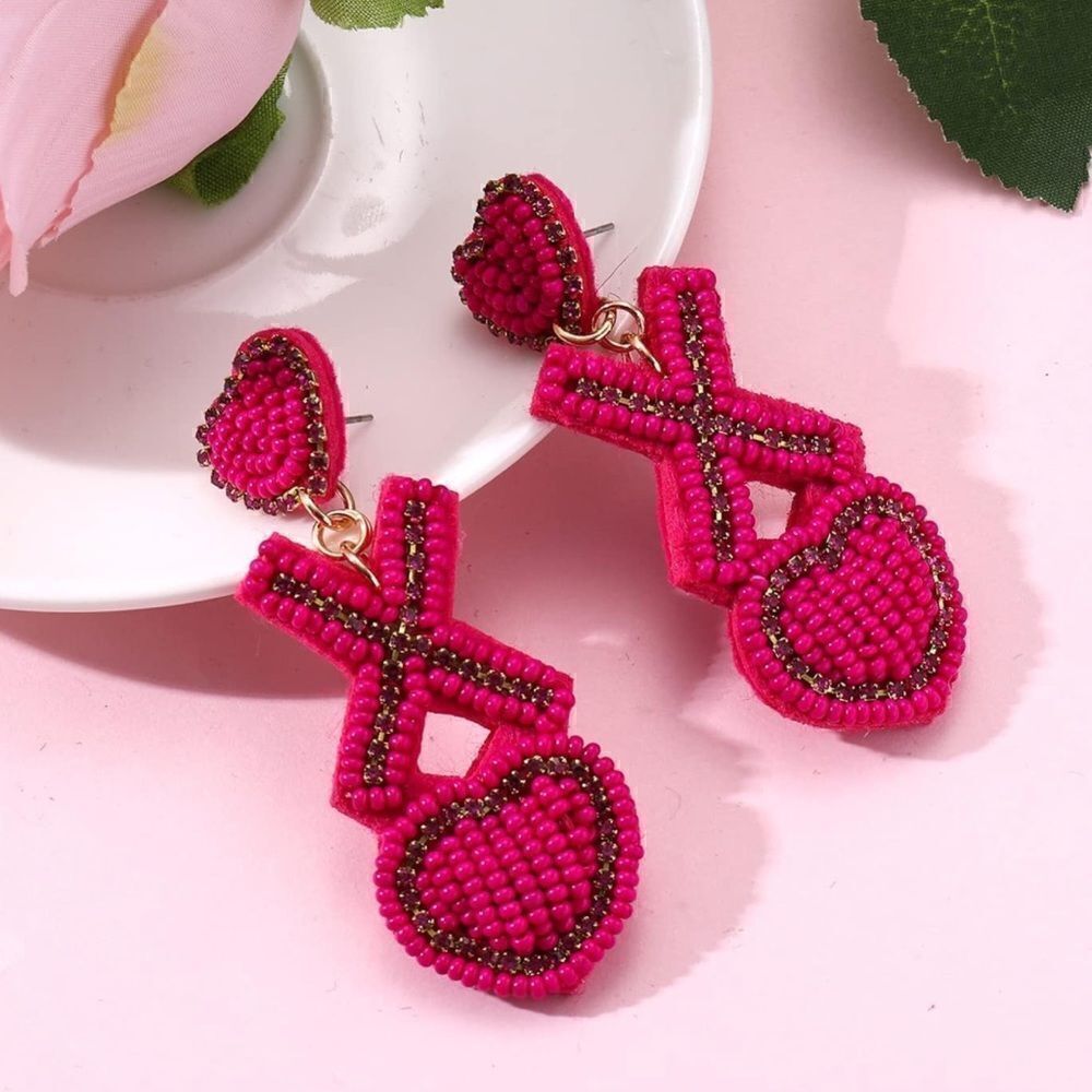 Beaded XO Dangle Earrings ❤️